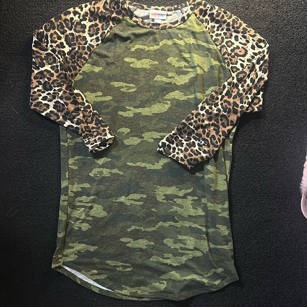 Camouflage and Cheetah Print top in size S